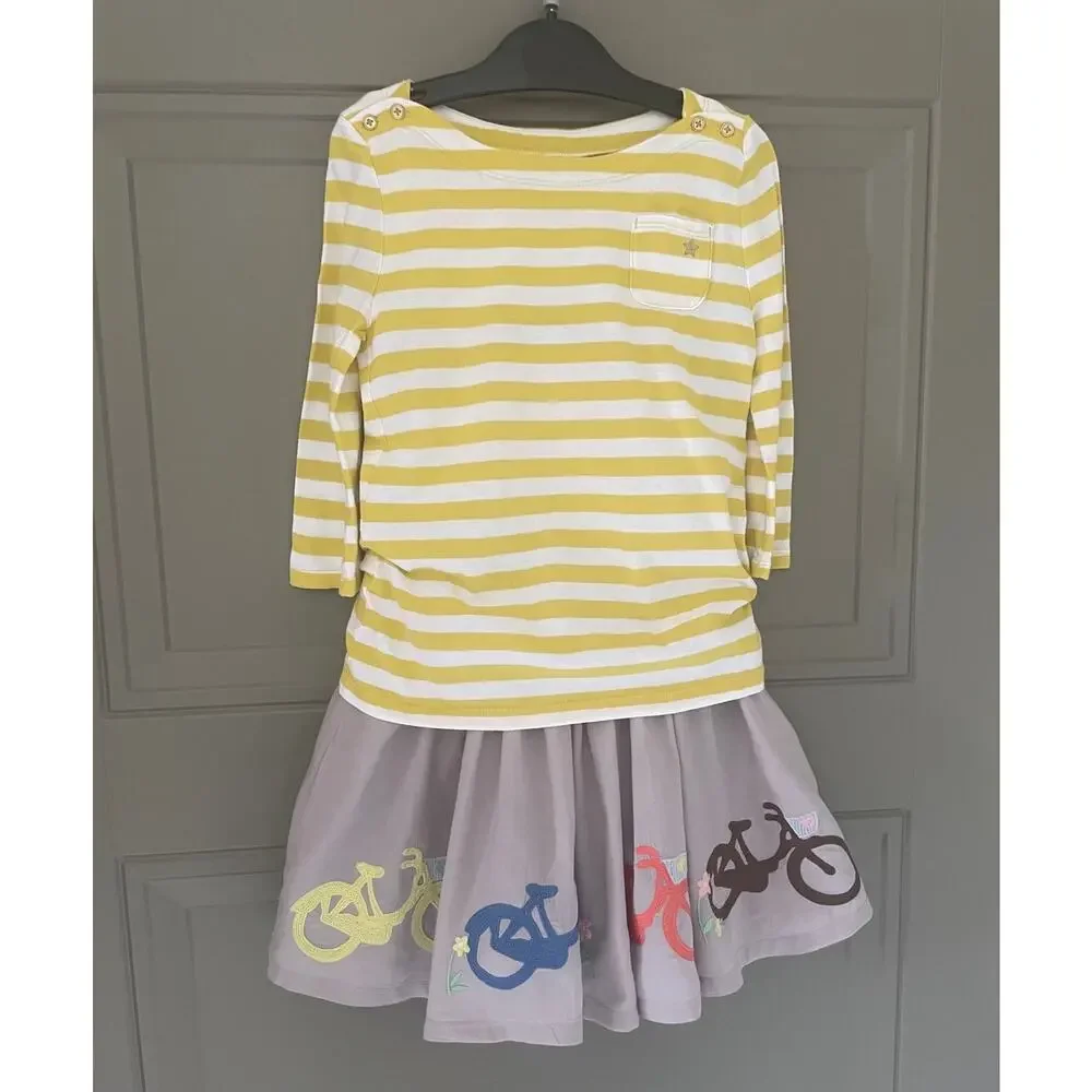 Osh Gosh Yellow Striped 3/4 length Sleeve shirt to match skirts 7